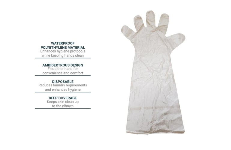 Rofson DEG500 Disposable Elbow Gloves Poly, Clear