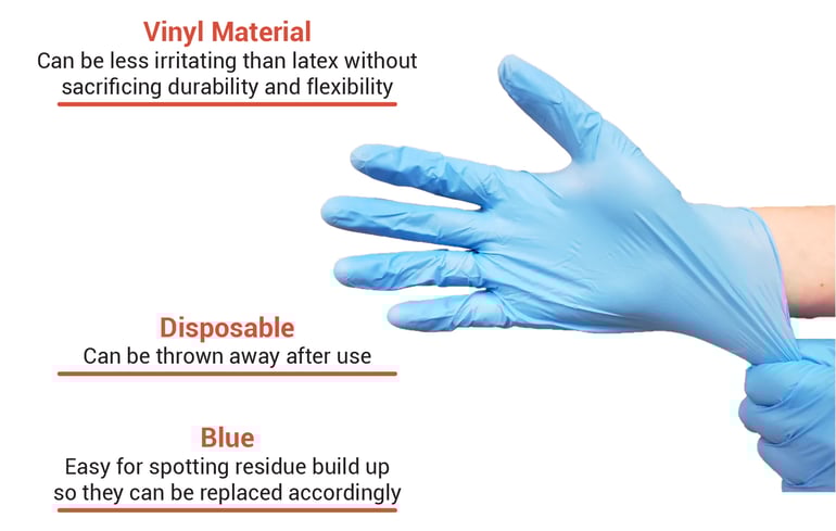 Rofson SYNB100L Disposable Synmax Vinyl Hybrid Gloves Blue, Large