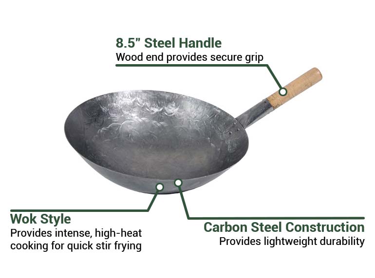 Town 34702 14 Mandarin Carbon Steel Wok with Wood Handle