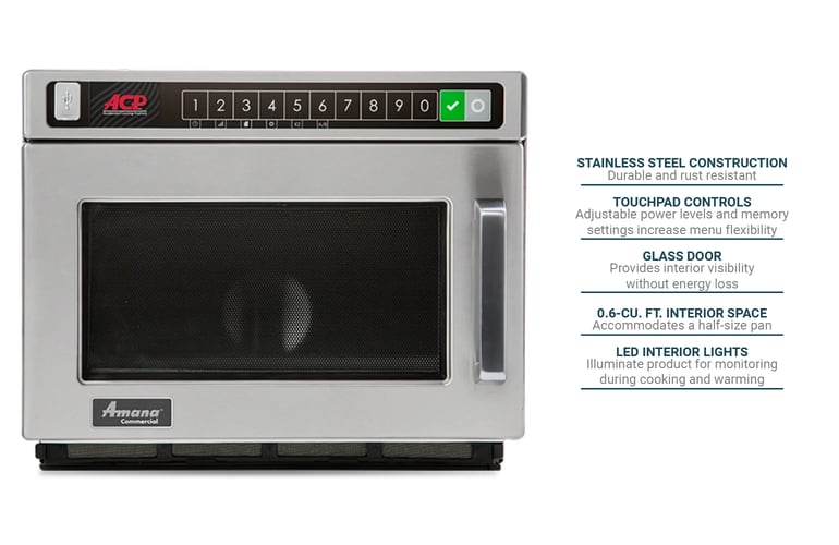 Amana RMS10TSA Stainless Steel Commercial Microwave with Push Button Controls - 120V, 1000W