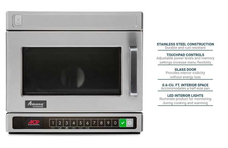 Amana Commercial 1200 Watt Heavy Duty Compact Microwave Oven | HDC12A2