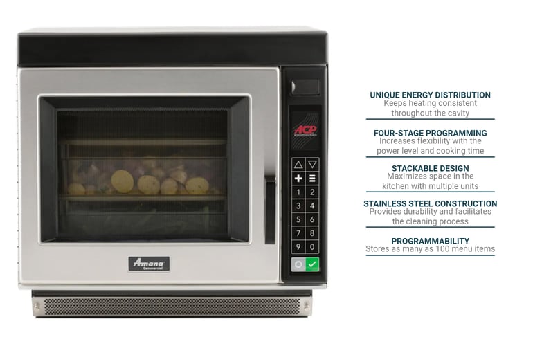 Amana RC17S2 Heavy Duty Stainless Steel Commercial Microwave Oven with Push  Button Controls - 208/240V, 1700W