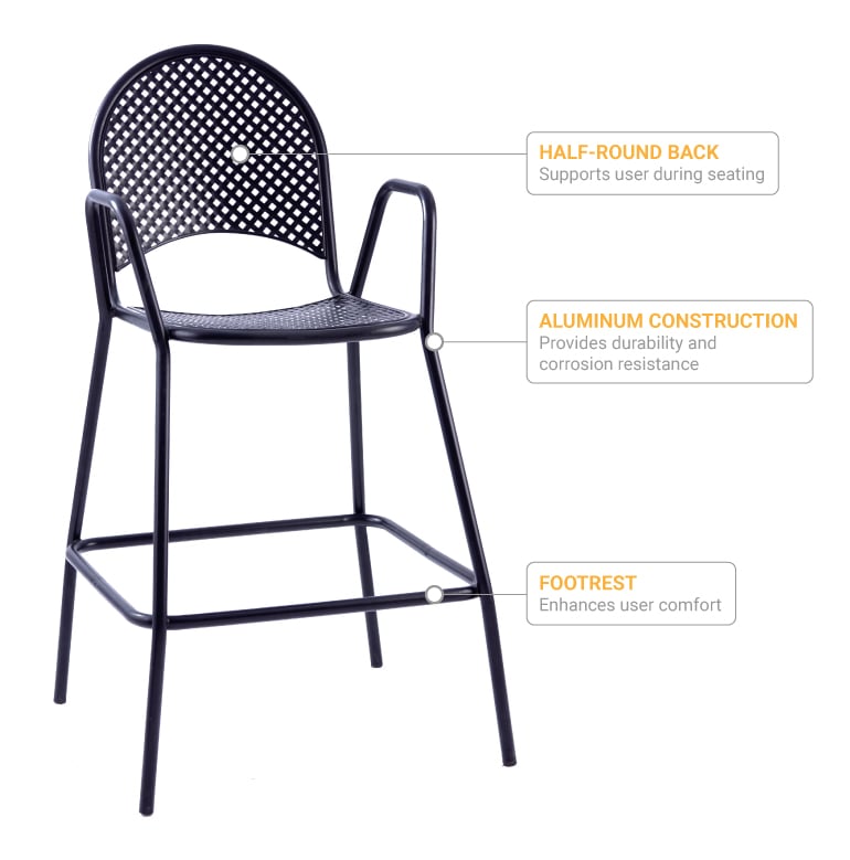 Seating 90b Bs Outdoor Bar Stool, Black Outdoor Bar Stools With Backs