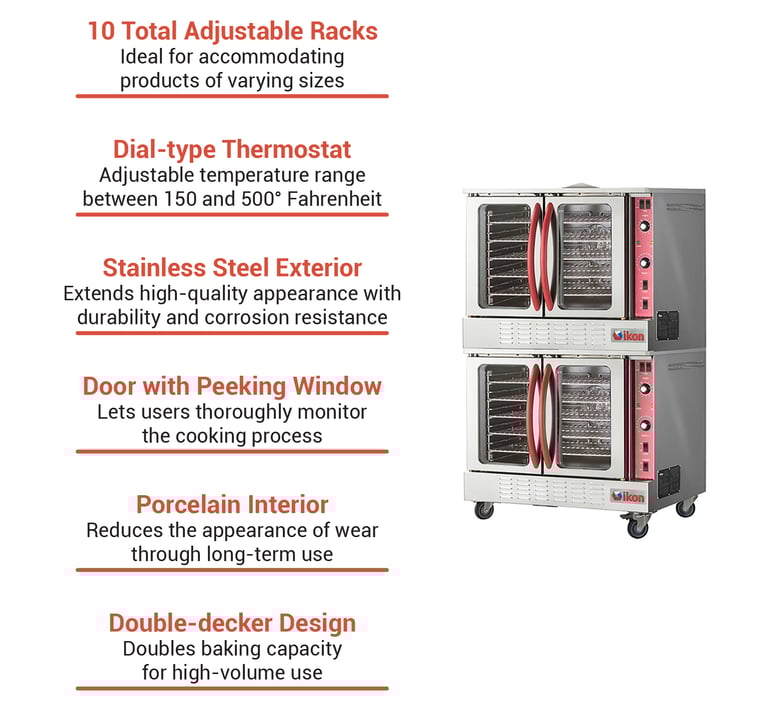 IKON IECO2 Double Full Size Electric Convection Oven 20kW, 208v/1ph