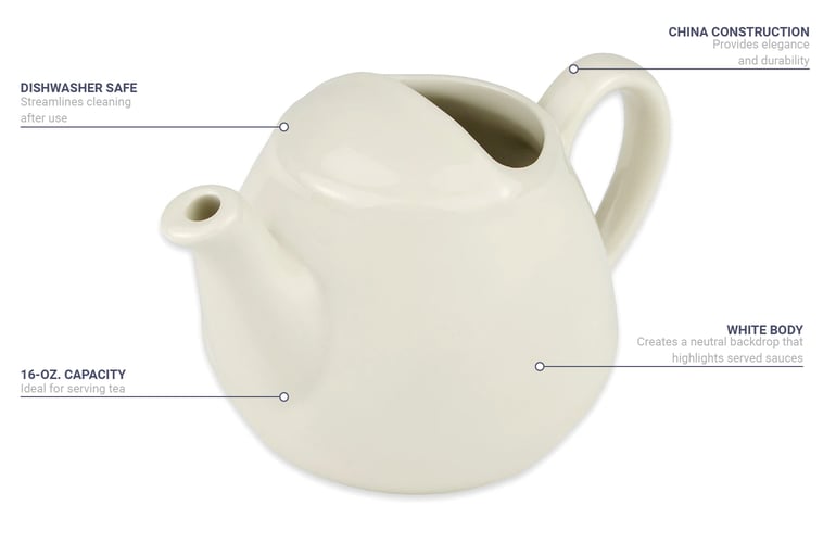 Hall China HL820AWHA 16 oz London Teapot - China, White