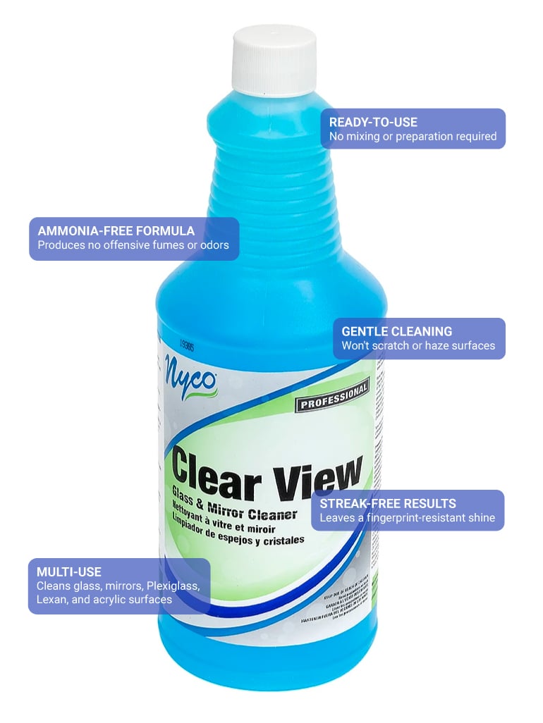 Nyco® Clear View Glass & Mirror Cleaner - Qt.