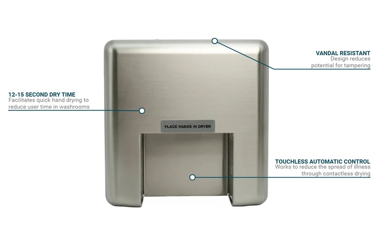 Pinnacle Dryer P3 12S Automatic Hand Dryer w 15 Second Dry Time Stainless 120v