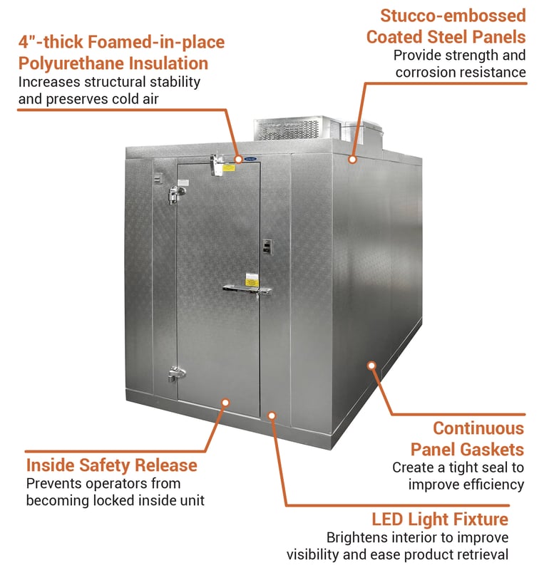 Norlake KLB77812-C 8' x 12' Indoor Walk-In Cooler w/ Top-Mounted