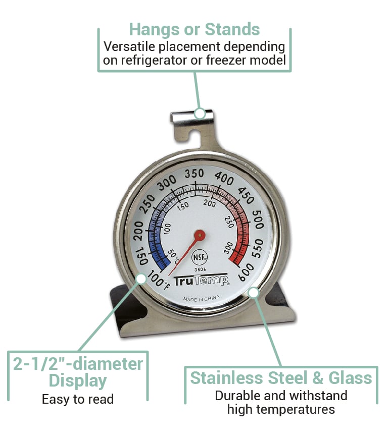Taylor 3506FS Oven Thermometer w/ 2 1/2 Dial, 100F to 600f, 2-1/2 Dial, Stainless Steel