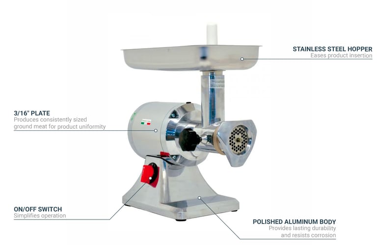 Omcan 11051 Countertop Meat Grinder w 12 Head 110v