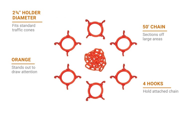 Accuform Signs FBC110 Cone Chain Holder Kit for Standard Traffic Cones