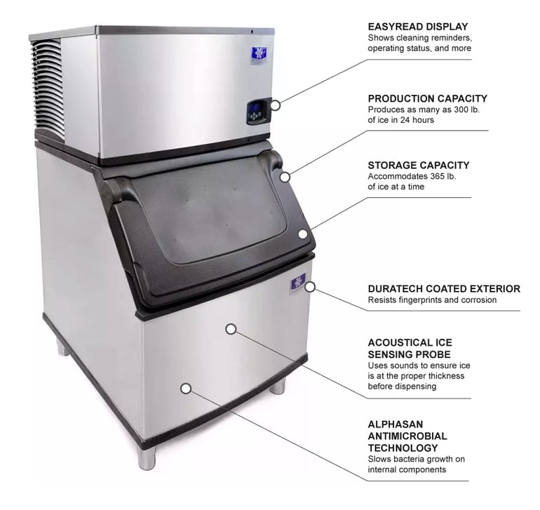 Manitowoc IYT0300A/D400 310 lb Indigo NXT? Half Cube Ice Maker w/ Bin - 365 lb Storage, Air Cooled, 115V