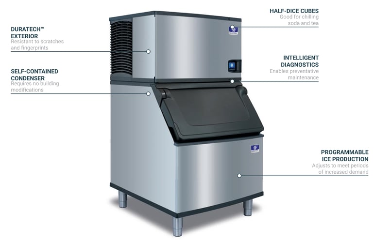 Avantco Ice KMC-500-B3H 30 Air Cooled Modular Half Cube Ice Machine with  Bin - 500 lb.
