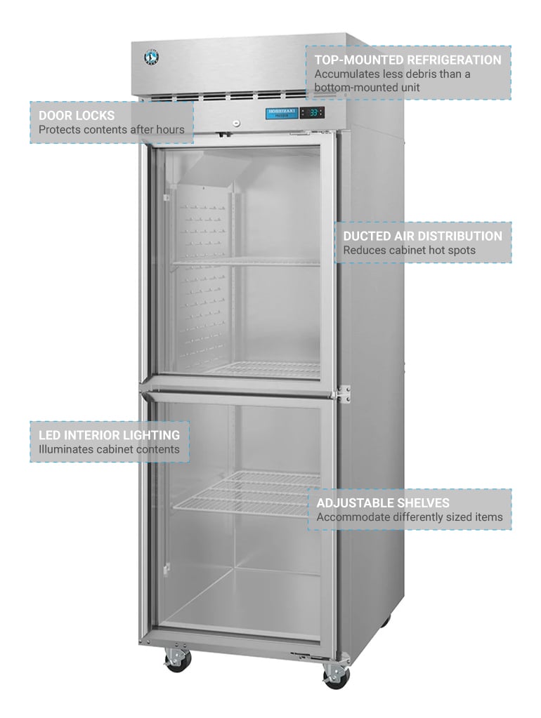 Hoshizaki F1A-FG, Freezer, Single Section Upright, Full Glass Door with Lock