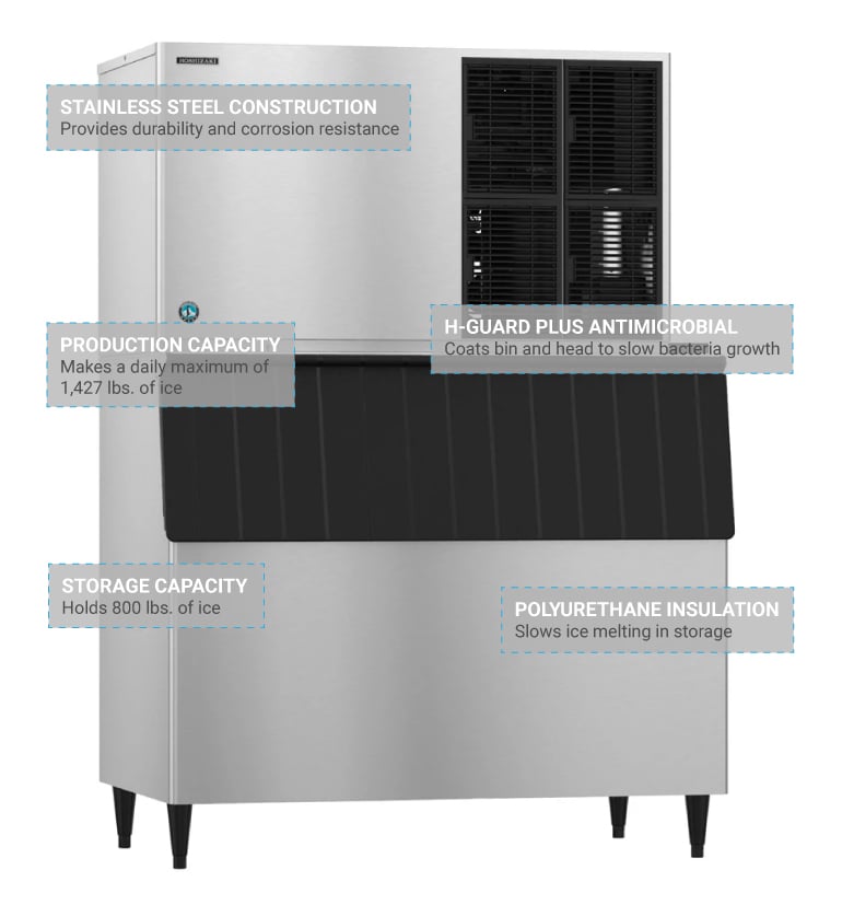 Hoshizaki KM-1301SAJ3/B-800SF 1427 lb KM Series Crescent Cube Ice