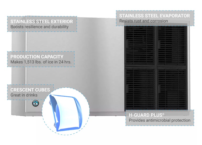 Hoshizaki KM-1340MWJ Water Cooled 208-230V 1323 lb Crescent Cube Ice  Machines