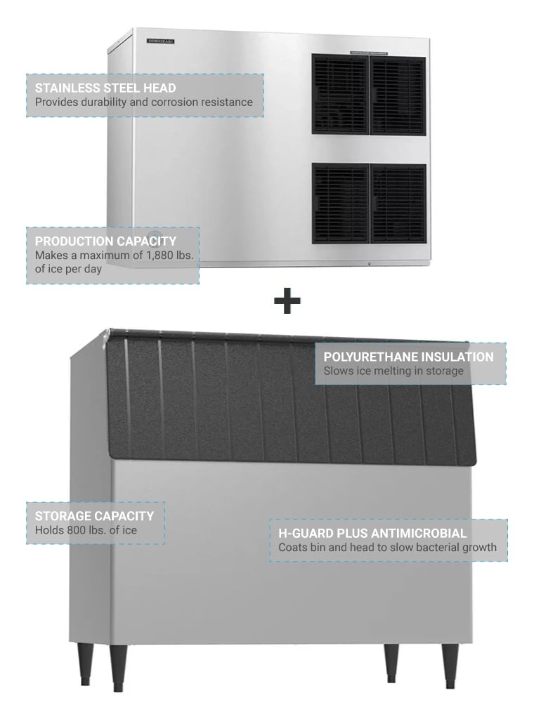 Hoshizaki KM-1900SWJ/B-800SF 1880 lb KM Series Crescent Cube Ice