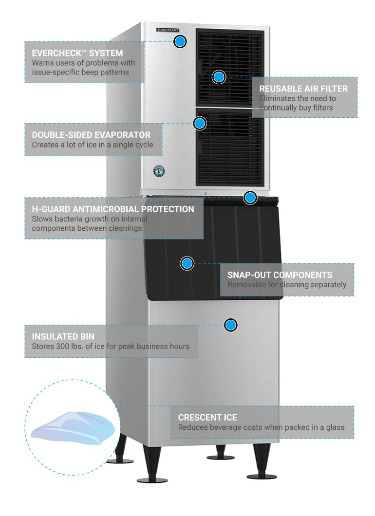 Hoshizaki KM-901MAJ 30 Crescent Cubes Ice Maker, Cube-Style