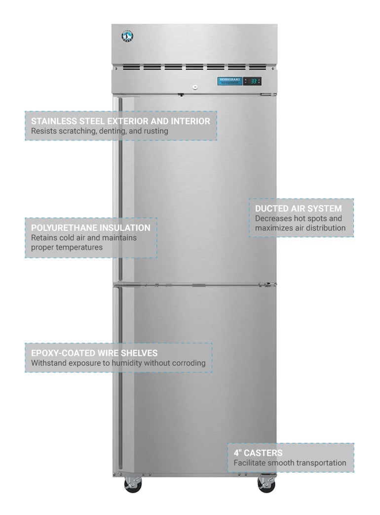 Hoshizaki F1A-HSL, Freezer, Single Section Upright, Half Stainless Doors  with Lock
