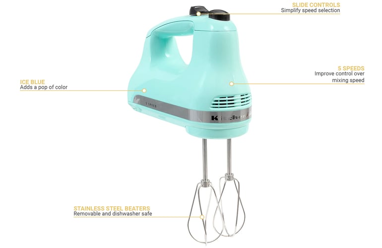 KitchenAid 5-Speed Ultra Power Hand Mixer, Ice Blue