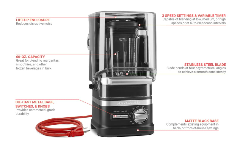 KitchenAid 5-Speed Black Matte 60-Watt Immersion Blender Pulse