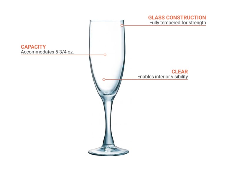 forfølgelse Vant til oversætter Arcoroc 71086 5 3/4 oz Excalibur Champagne Flute Glass