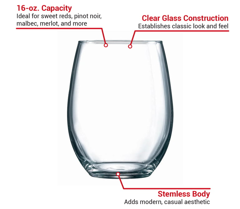 Arcoroc C8832 9 Oz Perfection Stemless Wine Glass