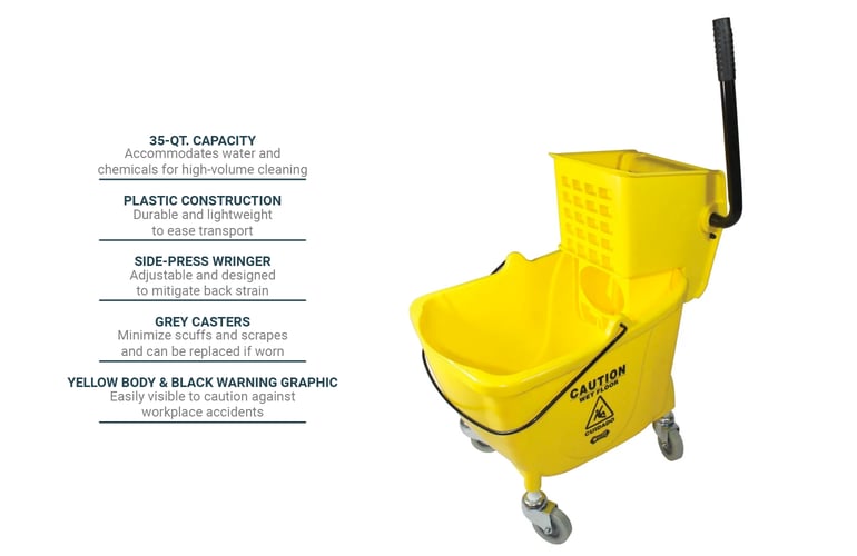 3690804 - Commercial Mop Bucket with Side-Press Wringer 26 Quart - Yellow