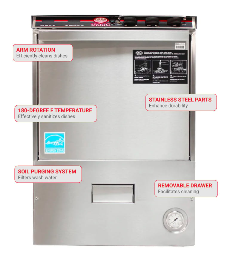 CMA Dishmachines CMA180UCWCD Features
