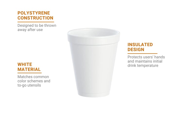 12 oz. DART Styrofoam Cups 12J12 - Office Coffee Service