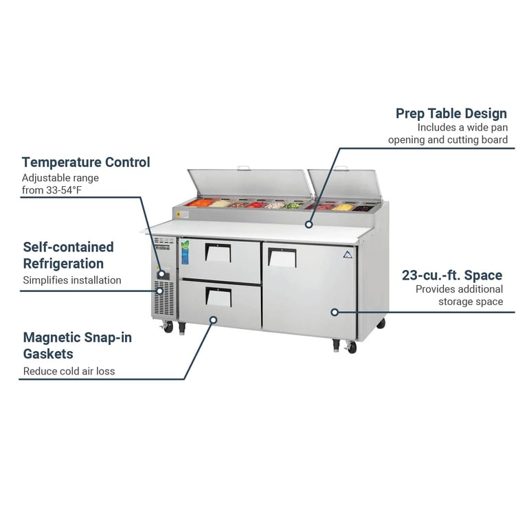Everest Refrigeration EPPR2-D2 71&quot; EPP Series Pizza Prep Table w 
