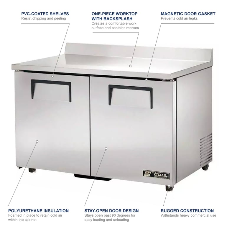 True TWT-48F-HC 48 1/2 W Worktop Freezer w/ (2) Sections & (2) Doors, 115v