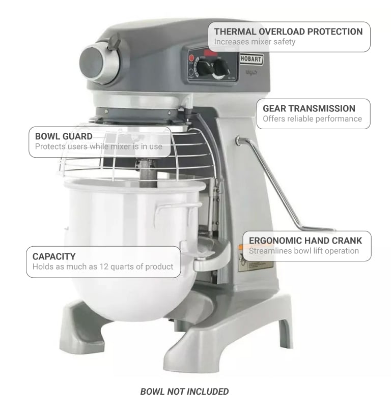 Hobart HL120-1 Legacy+ 12 qt Planetary Mixer - Bench Model, 1/2 hp