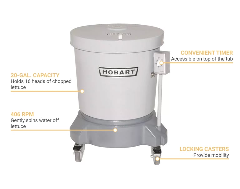 Hobart SDPE-11 20 Gallon Salad Dryer w/ Floor Drain