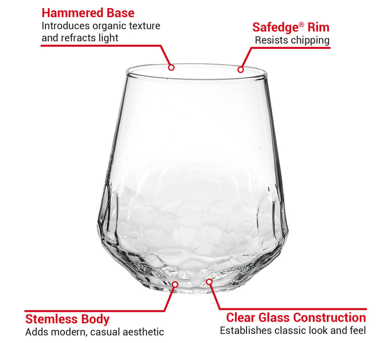 Libbey Hammered Base All-Purpose Stemless Wine Glasses & Reviews