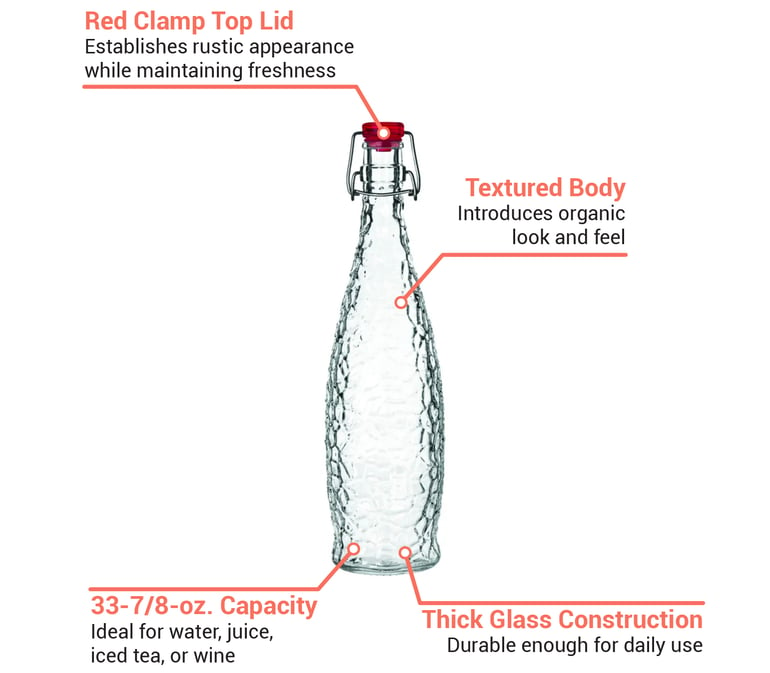 33-7/8 oz. Glacier Glass Water Bottle w/ Lid