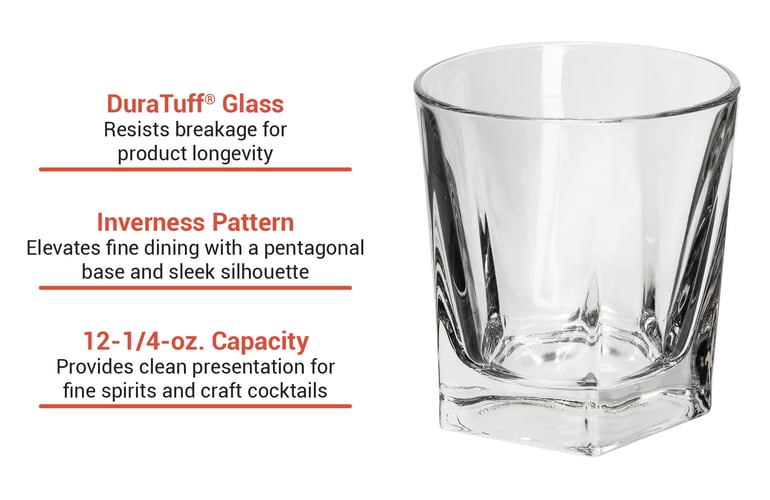 Libbey Inverness Duratuff 12.5 oz Double Old Fashioned Glass