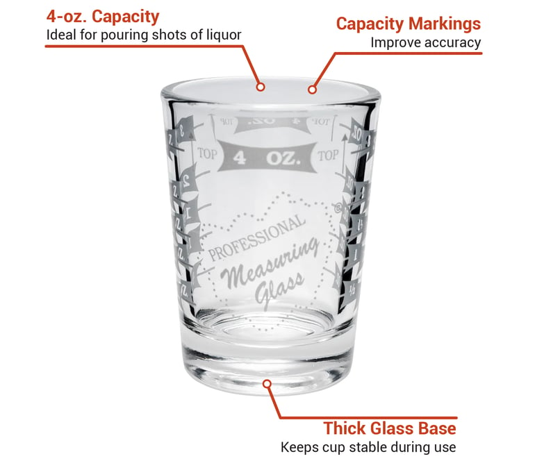 2 Spout 3 oz Measuring Glass Beaker Jigger | Ink Correct Bar Gear