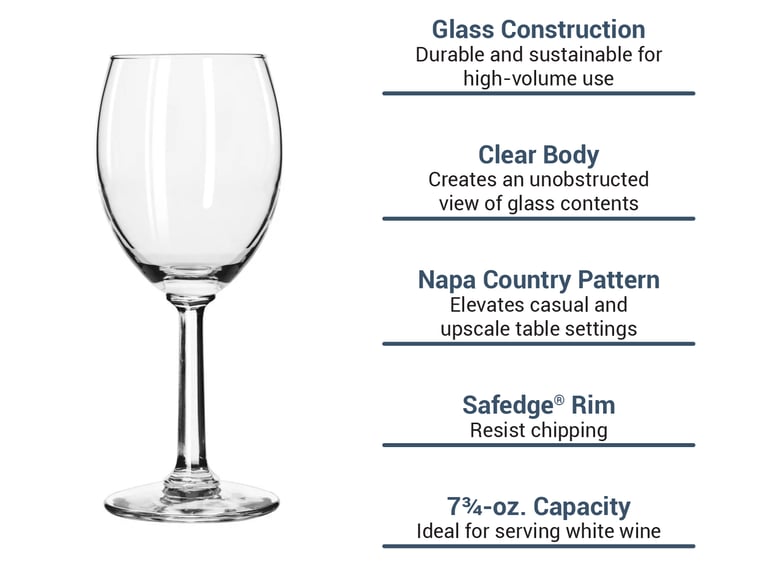 Libbey 8764 7 3/4 oz Napa Country White Wine Glass - Safedge Rim Guarantee