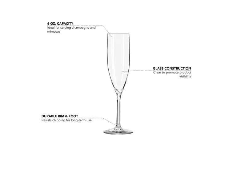 Advertising Libbey Hexagonal Stem Champagne Flute Glasses (6 Oz.), Drinkware & Barware