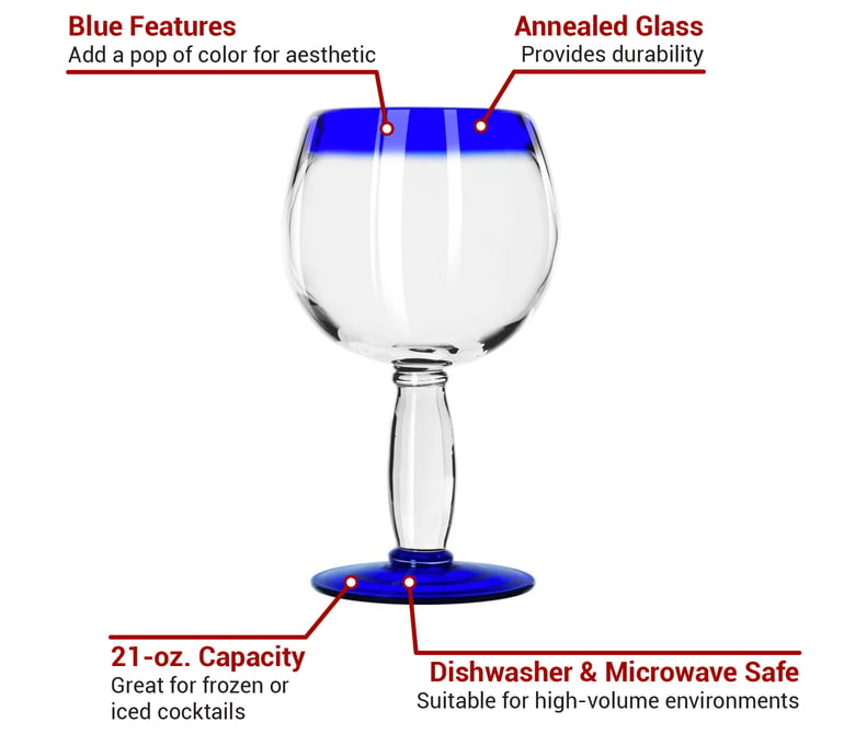 Cobalt Blue Rim 16 oz Pint Glasses 6 pcs