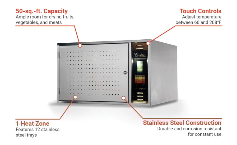 Excalibur COMM1 12 Tray Countertop Commercial Dehydrator w/ Solid Door