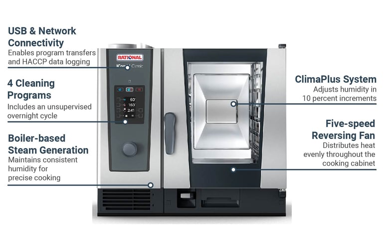 Rational ICC 6-HALF E 208/240V 3 PH Half Size Combi Oven - Boiler Based ...