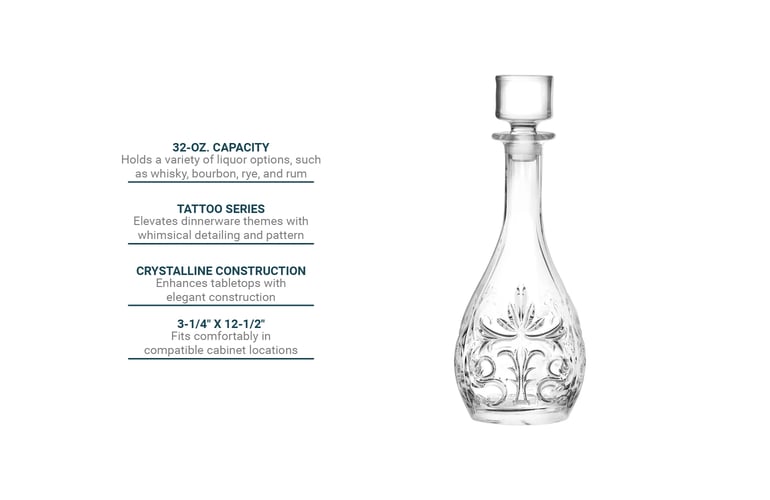 Steelite 676RCR383 32 oz RCR Crystal Tattoo Tall Decanter