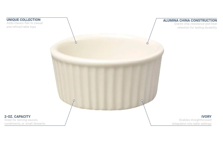 Homer Laughlin HL14300 2 oz Unique Ramekin China, Ivory
