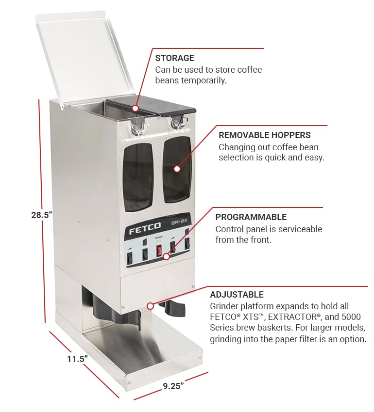 Fetco GRS-1202 Portion Controlled Coffee Grinder w/ (2) 5 lb