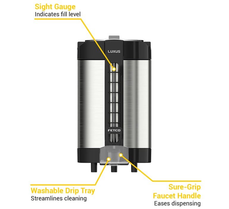 Fetco LGS20 Thermal Coffee Dispenser w/ 2 gal Capacity & Sight Gauge