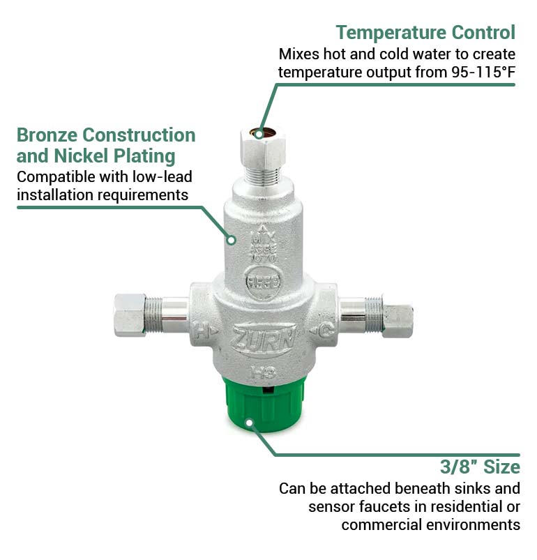 Zurn Industries P6900TMV1XL LeadFree Thermostatic Mixing Valve for Single Sensor Faucets