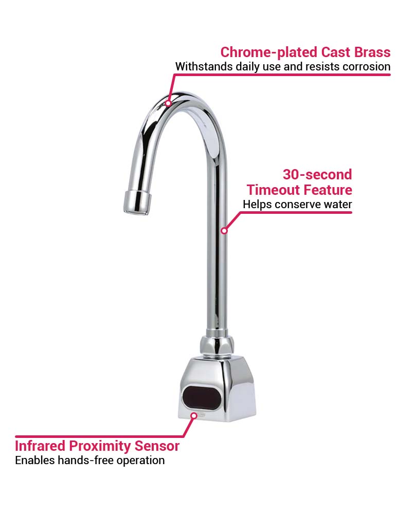 Zurn Industries Z6920XLMV Deck Mount Gooseneck Sensor Faucet w/ 0.5