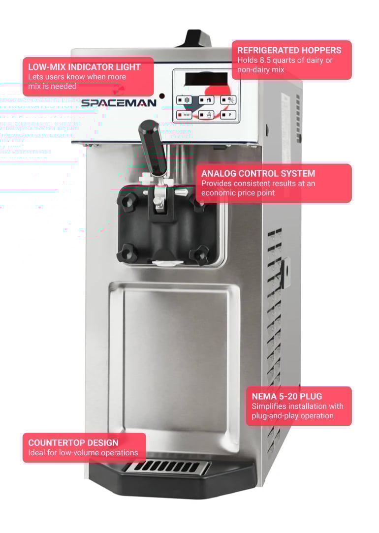 Spaceman 6210 C Soft Serve Ice Cream Machine w 1 8 1 2 qt Flavor Hopper 115v